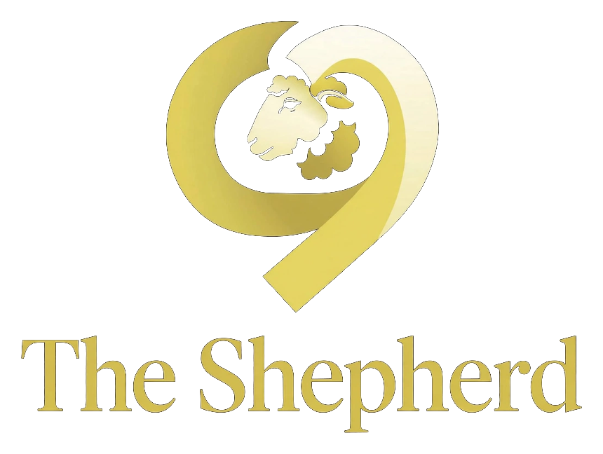 The Shepherd logo: a golden ram inside a looping ribbon